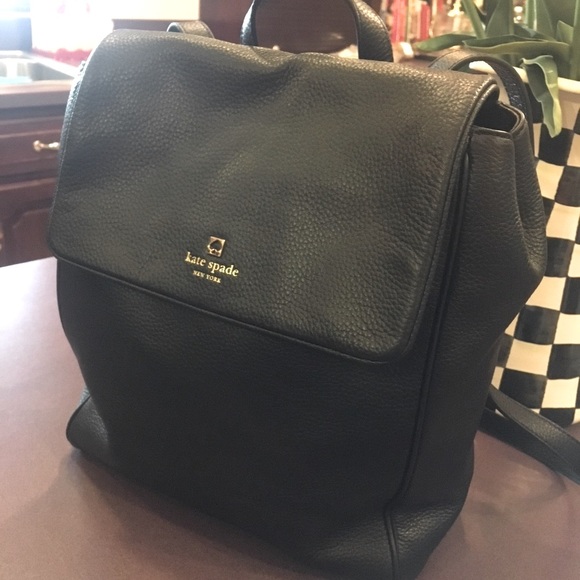 kate spade Handbags - Kate Spade ♠️ NWOT Black Pebble Leather Backpack